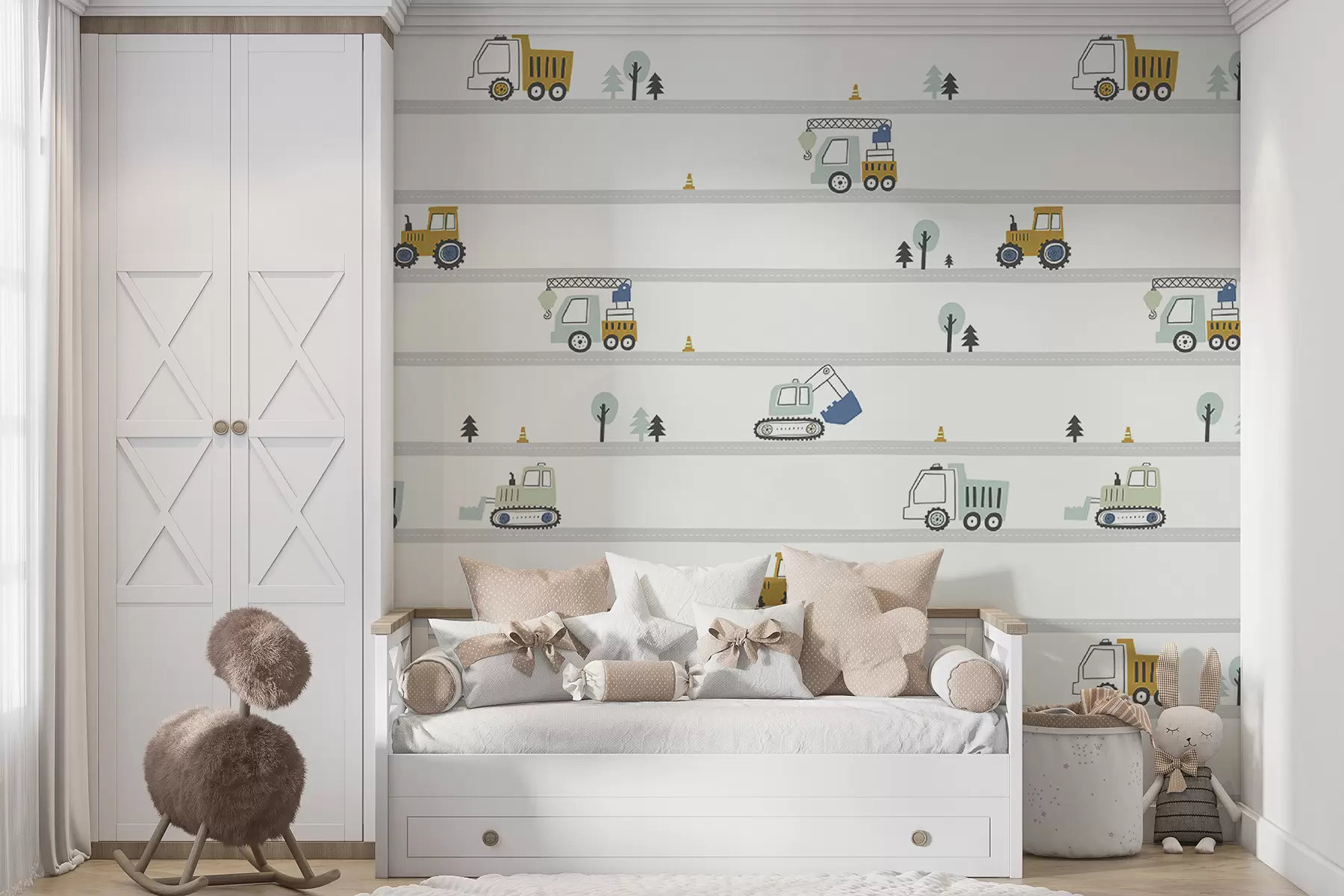 murais de parede Caminhão, trator, guindaste de carga, escavadeira, escavadeira u96465