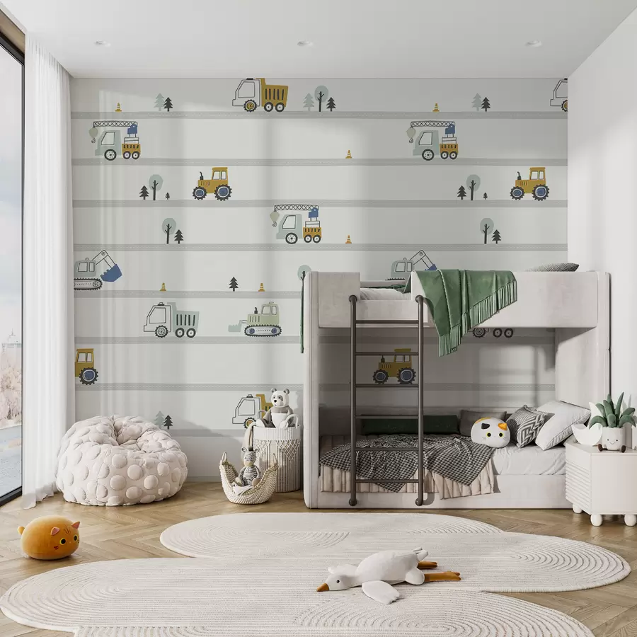 murais de parede Caminhão, trator, guindaste de carga, escavadeira, escavadeira u96465