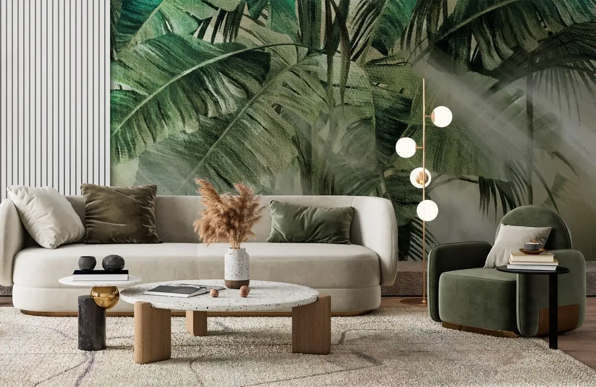 murais de parede Oásis tropical de folhas de bananeira u96855