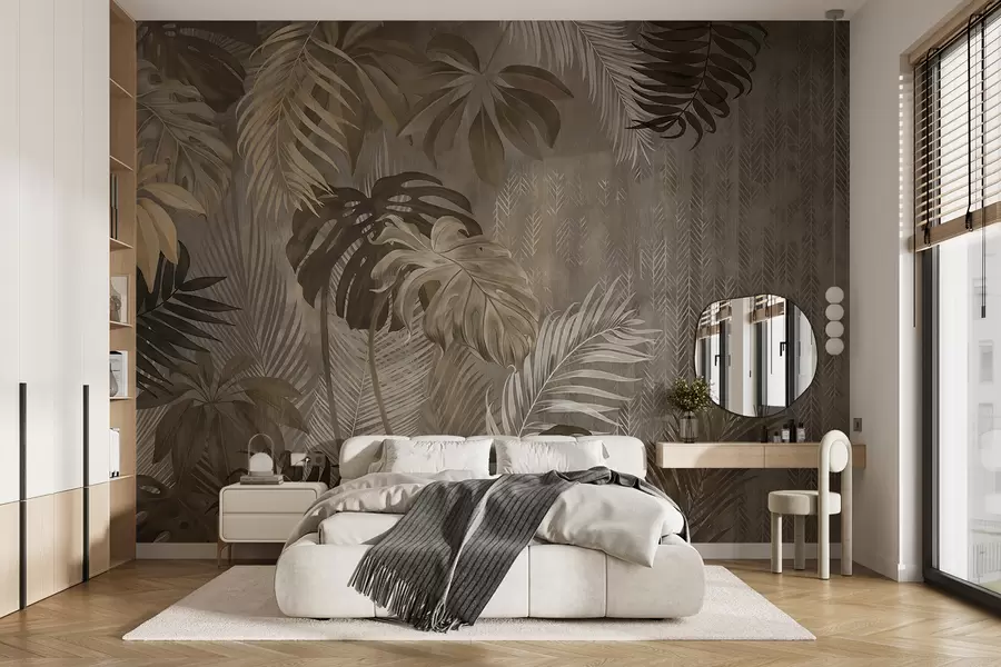 murais de parede Folhas tropicais em estilo grunge u97012