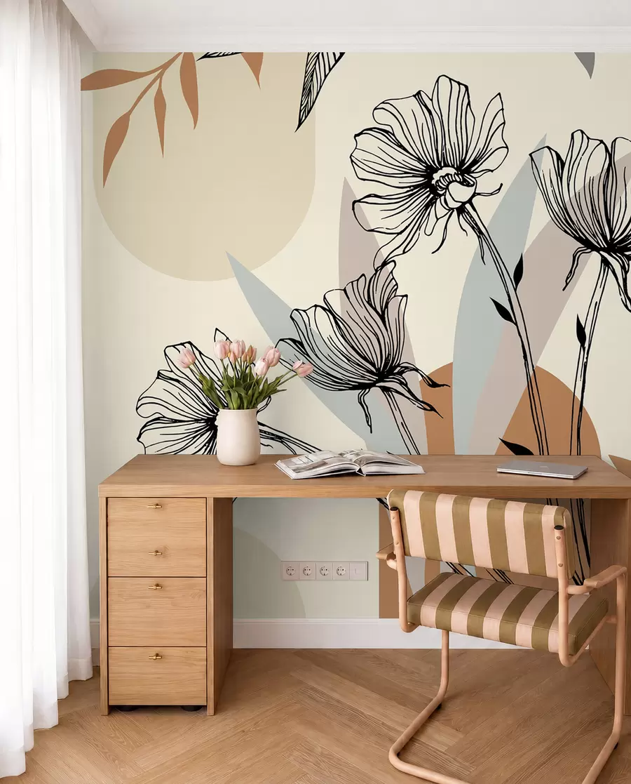 murais de parede Papéis de parede populares em estilo boho com flores u97028