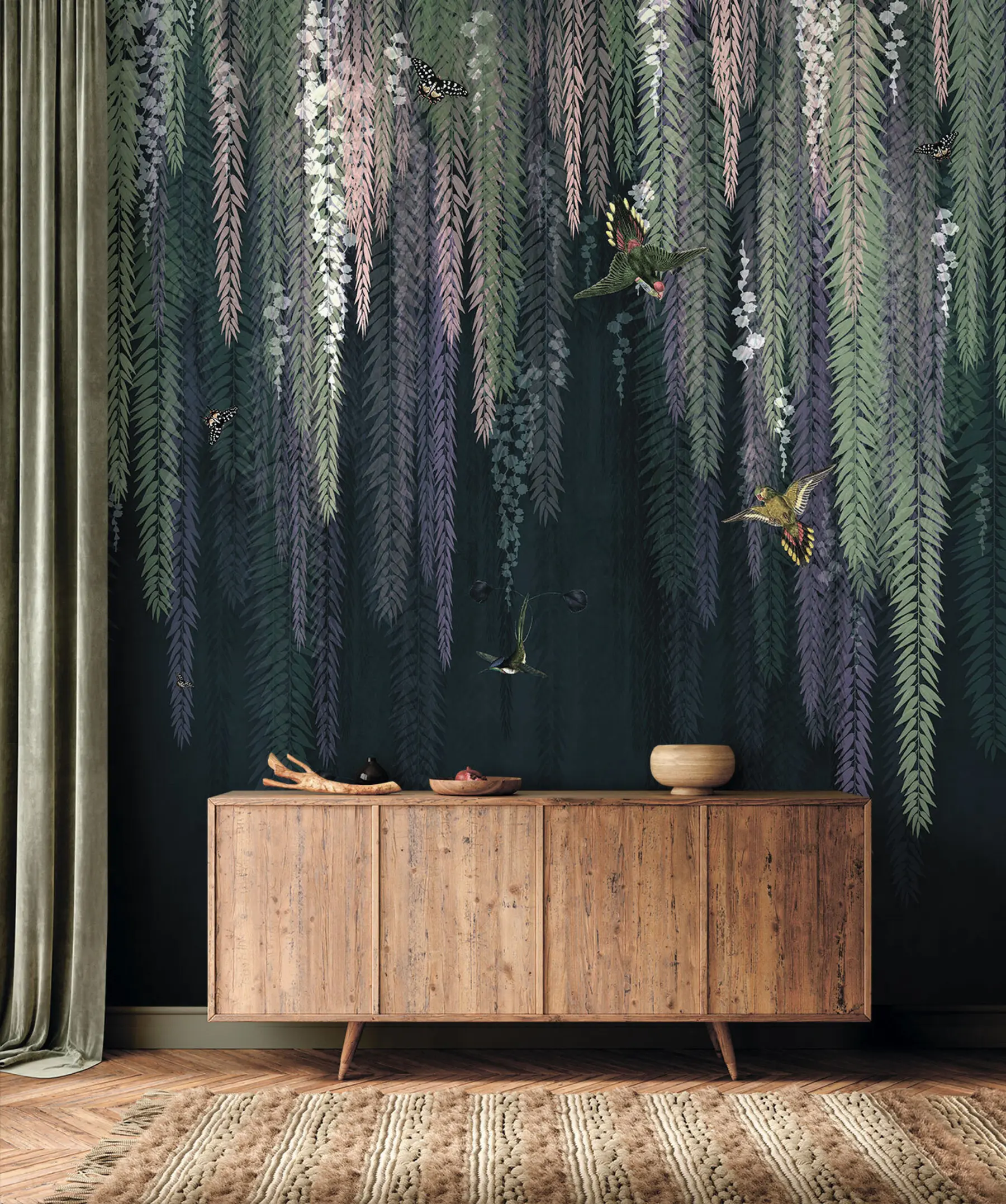 murais de parede Folhas multicoloridas da árvore das glicínias u97143