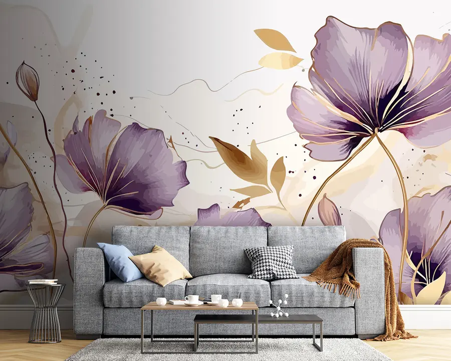 murais de parede flores lilases u96954