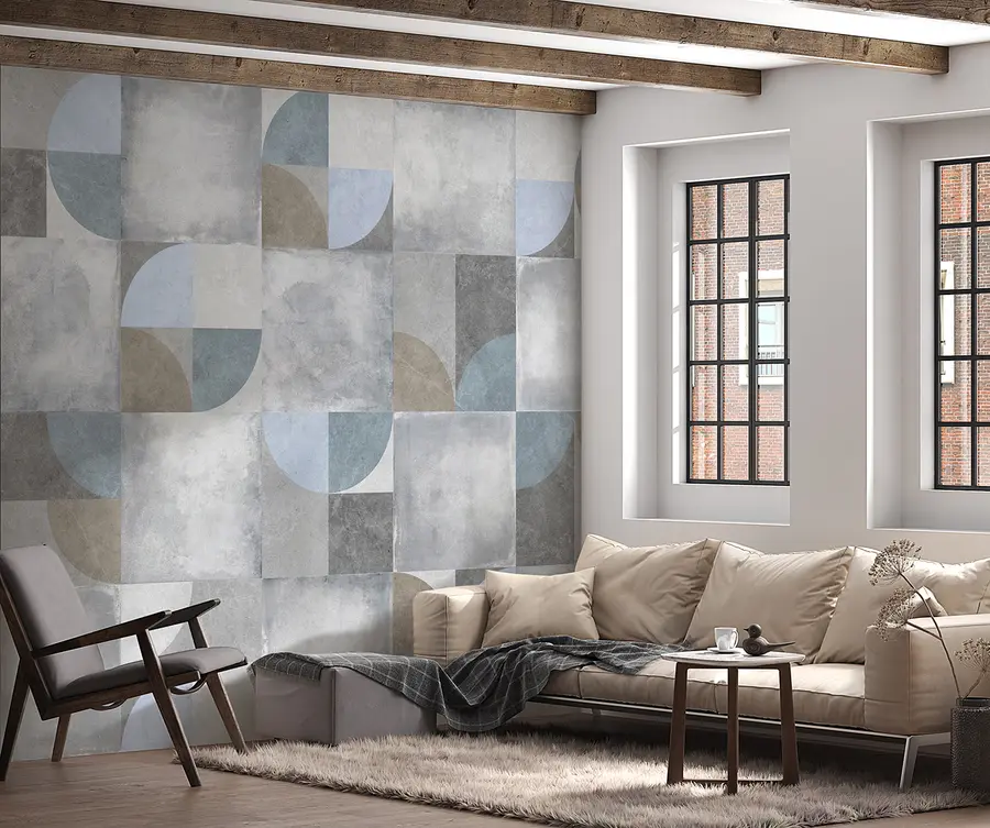 murais de parede Padrão geométrico abstrato com fundo de textura de cimento u97268