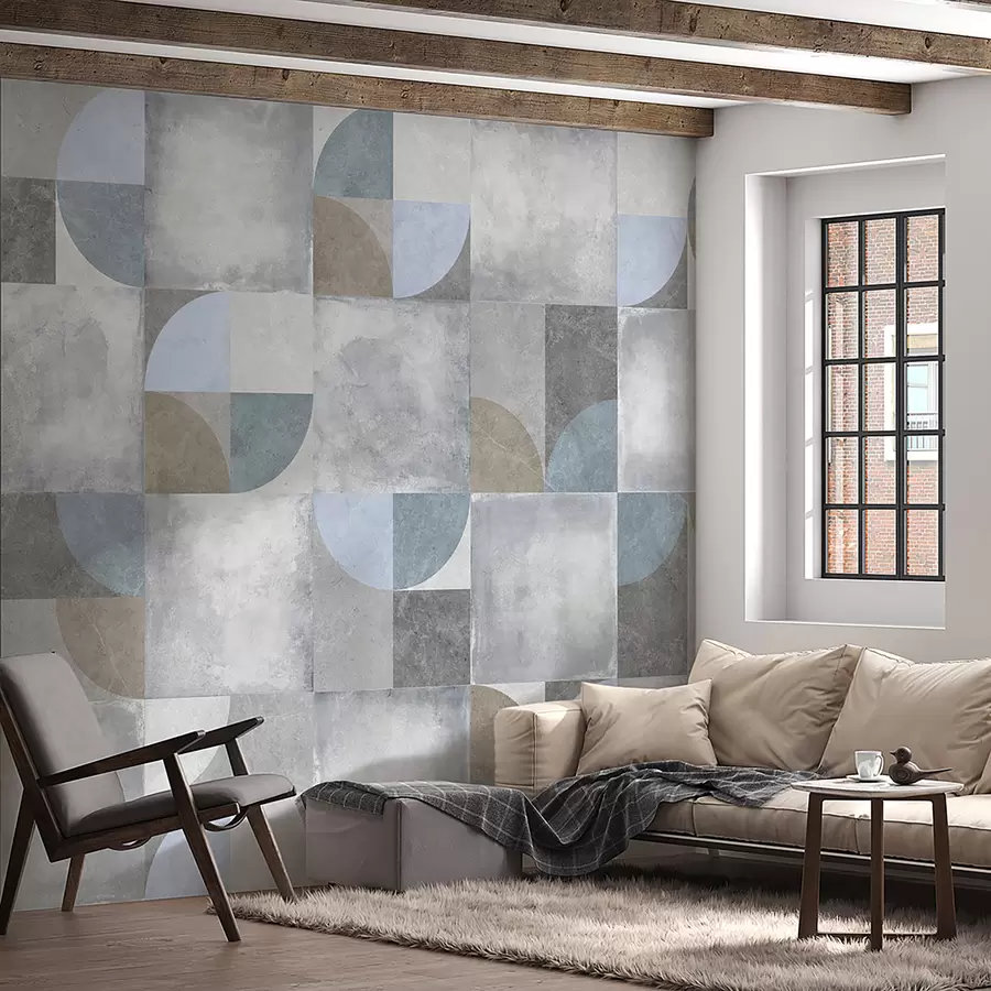 murais de parede Padrão geométrico abstrato com fundo de textura de cimento u97268