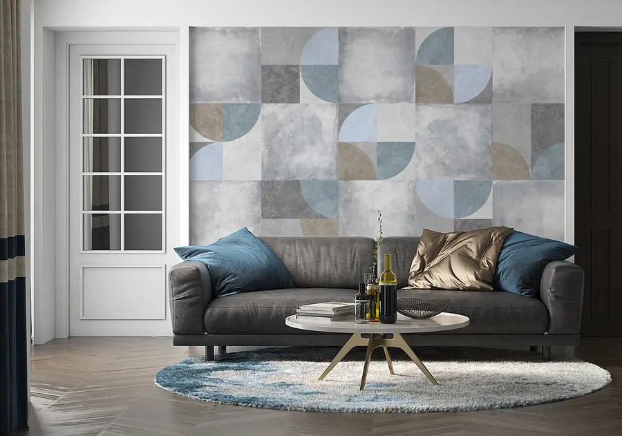 murais de parede Padrão geométrico abstrato com fundo de textura de cimento u97268