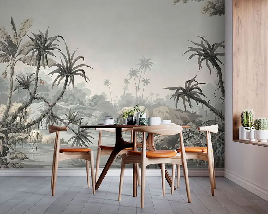 murais de parede Folhas tropicais verdes u97408