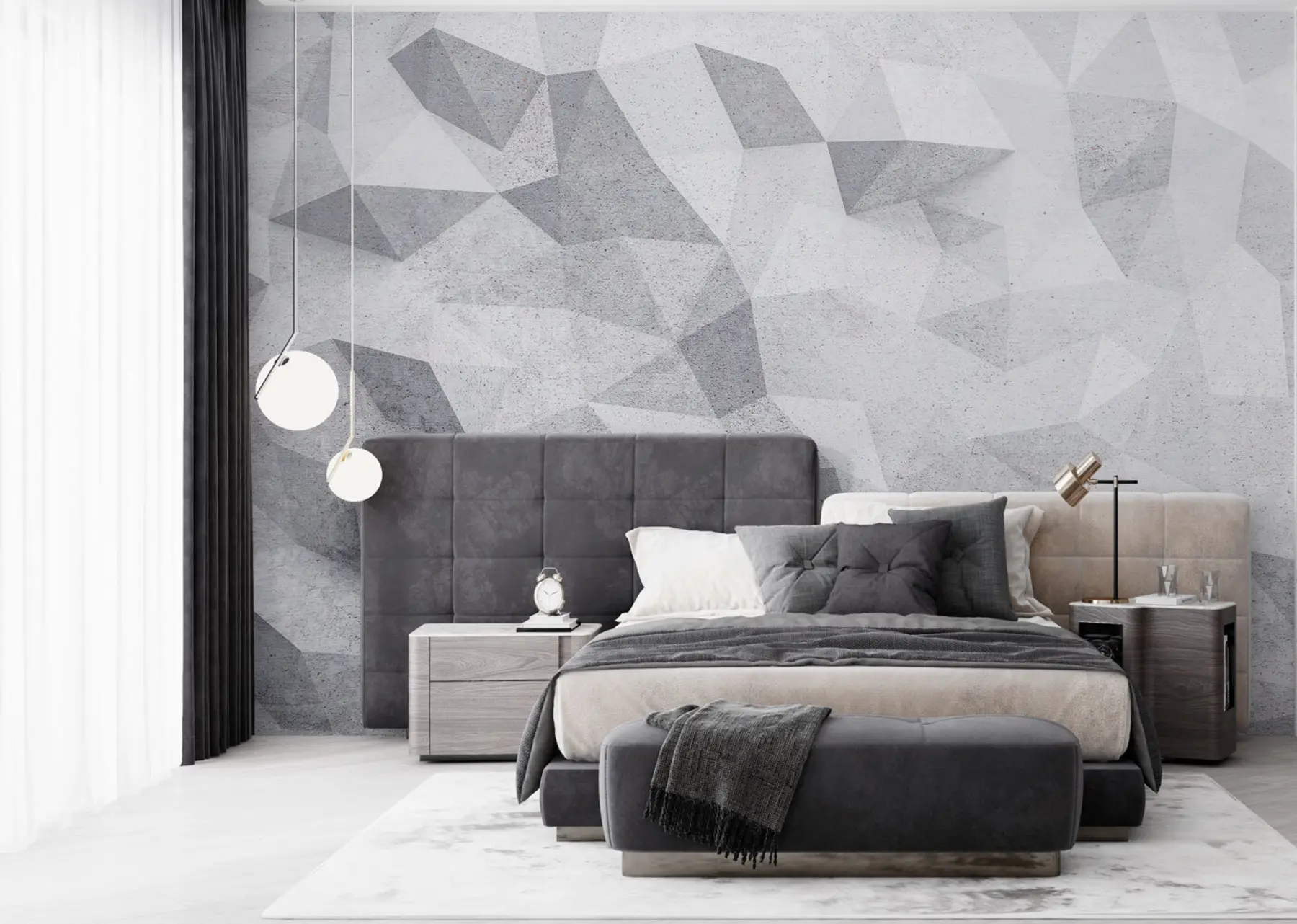 murais de parede Loft grunge abstrato com polígonos 3D u97336