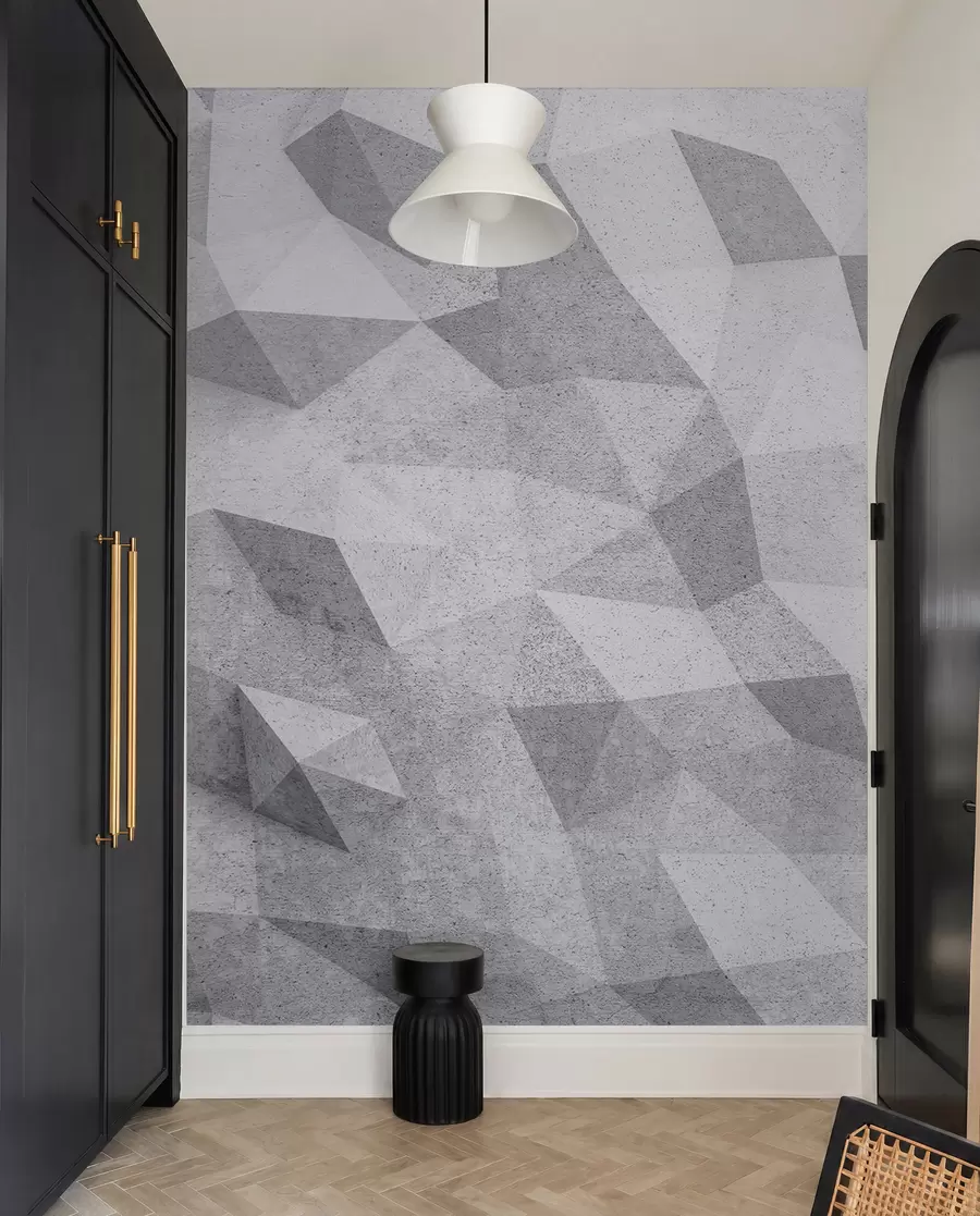 murais de parede Loft grunge abstrato com polígonos 3D u97336