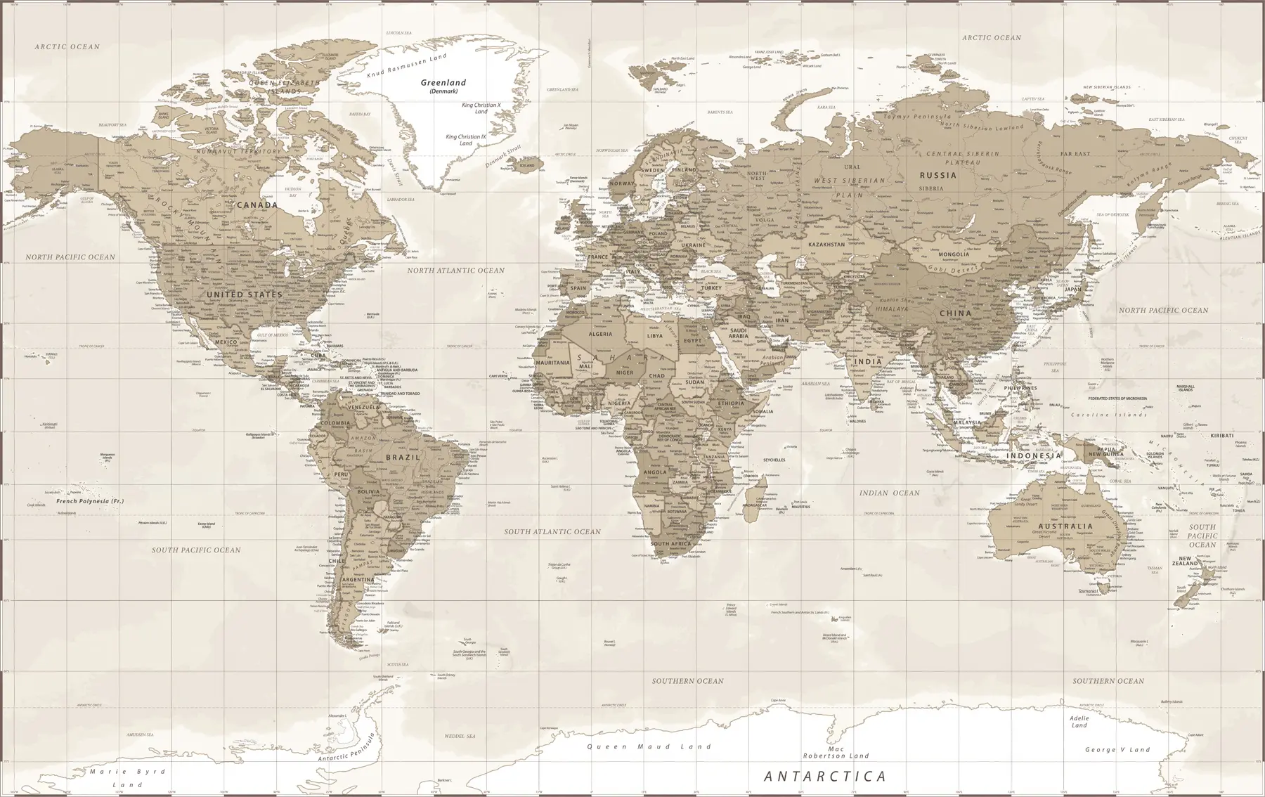 murais de parede Loft com mapa-múndi vintage u97342