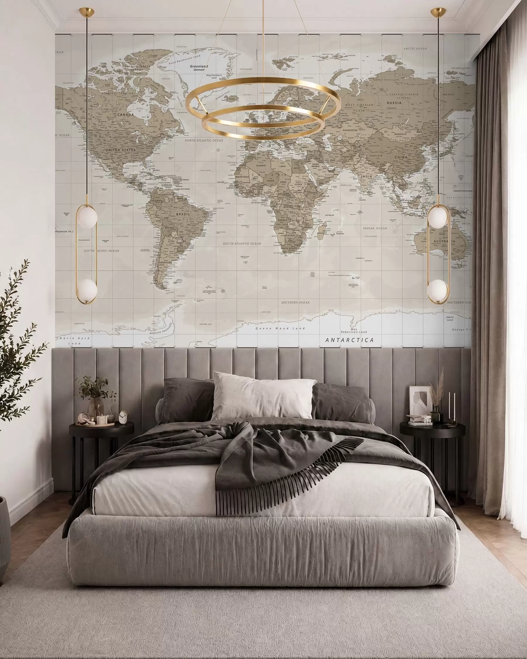 murais de parede Loft com mapa-múndi vintage u97342