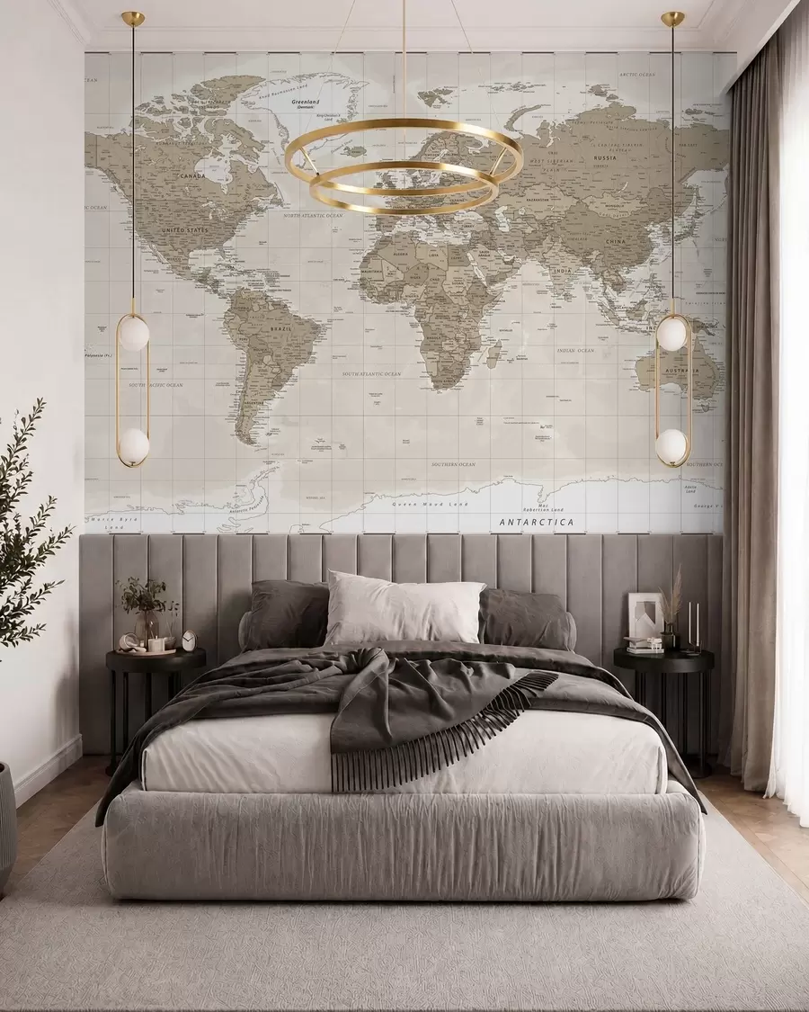 murais de parede Loft com mapa-múndi vintage u97342