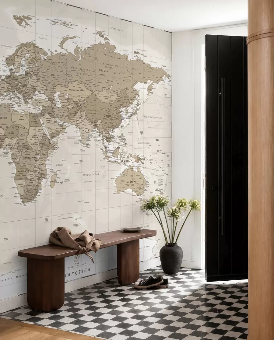 murais de parede Loft com mapa-múndi vintage u97342