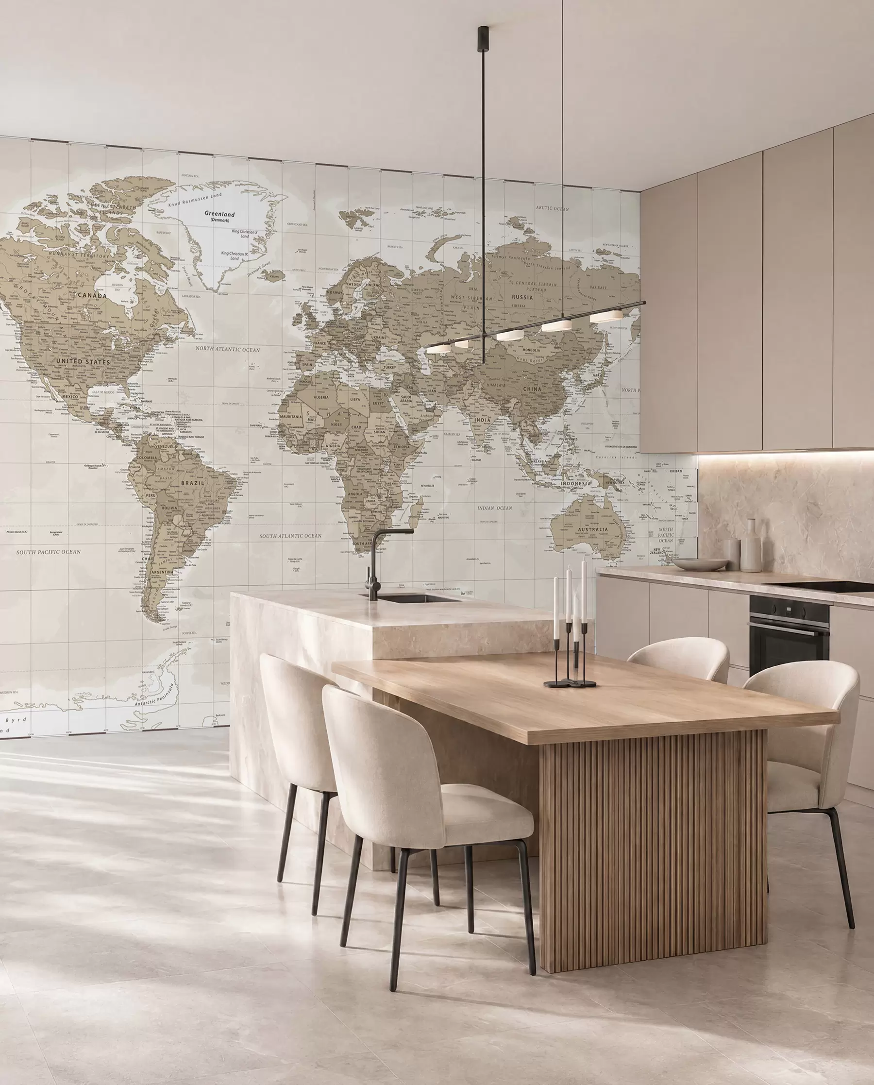 murais de parede Loft com mapa-múndi vintage u97342