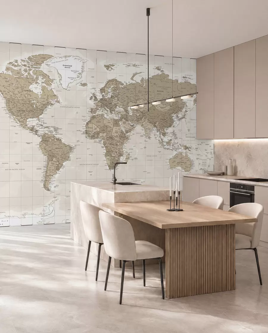 murais de parede Loft com mapa-múndi vintage u97342
