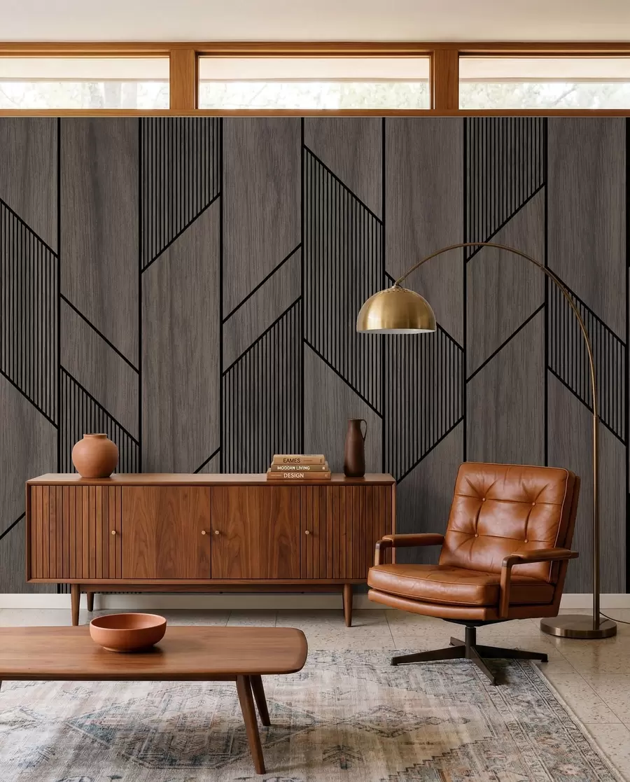 murais de parede Painéis geométricos com textura de madeira u97427