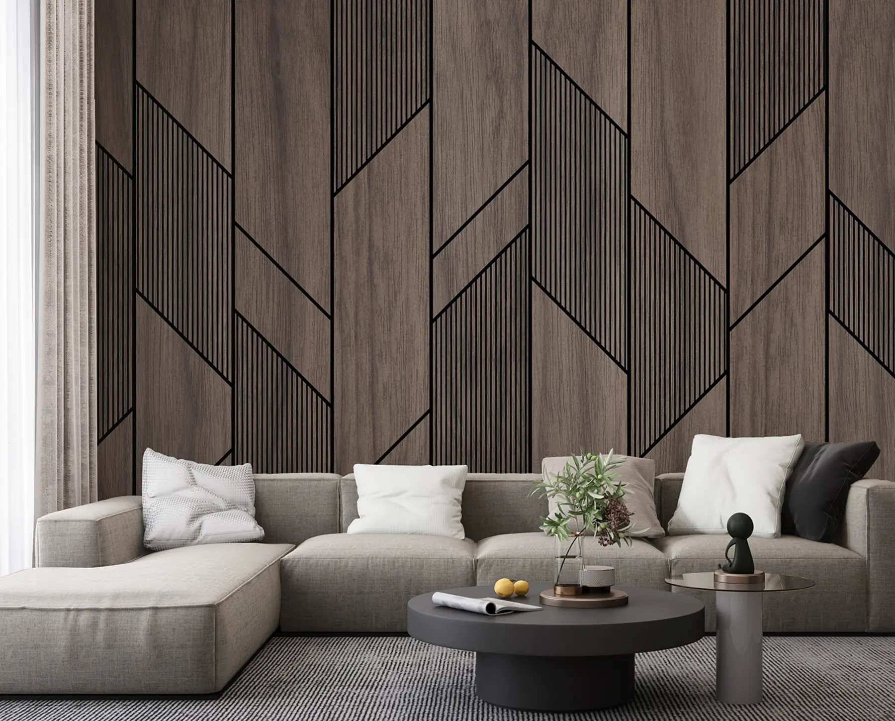 murais de parede Painéis geométricos com textura de madeira u97427
