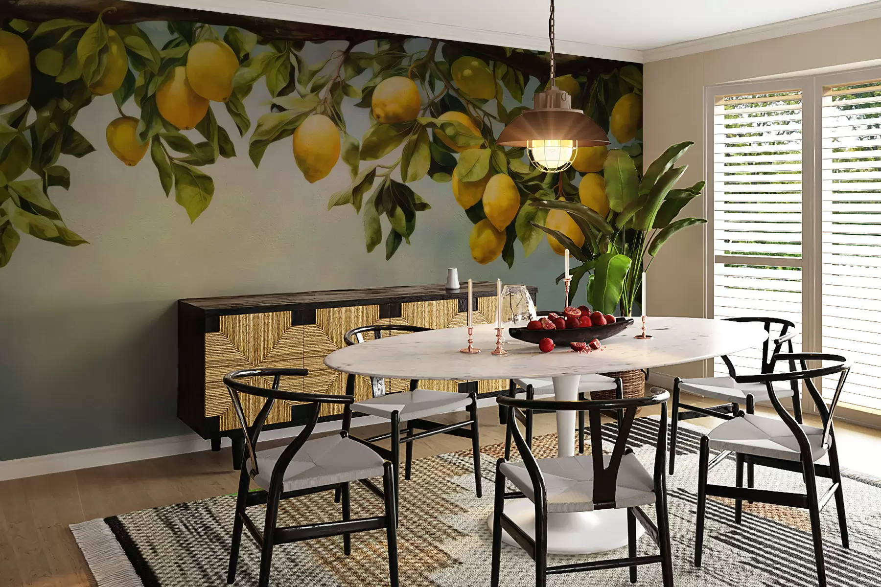 murais de parede Galhos de limoeiro vintage u97600