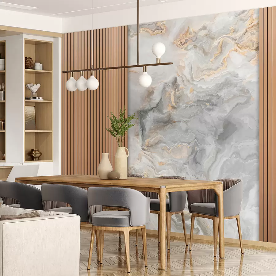 murais de parede Ripas de madeira com mármore u97426