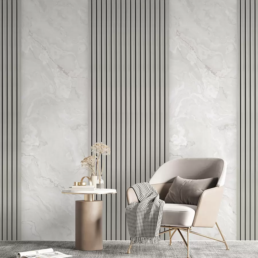 murais de parede Ripas de madeira com mármore u97465