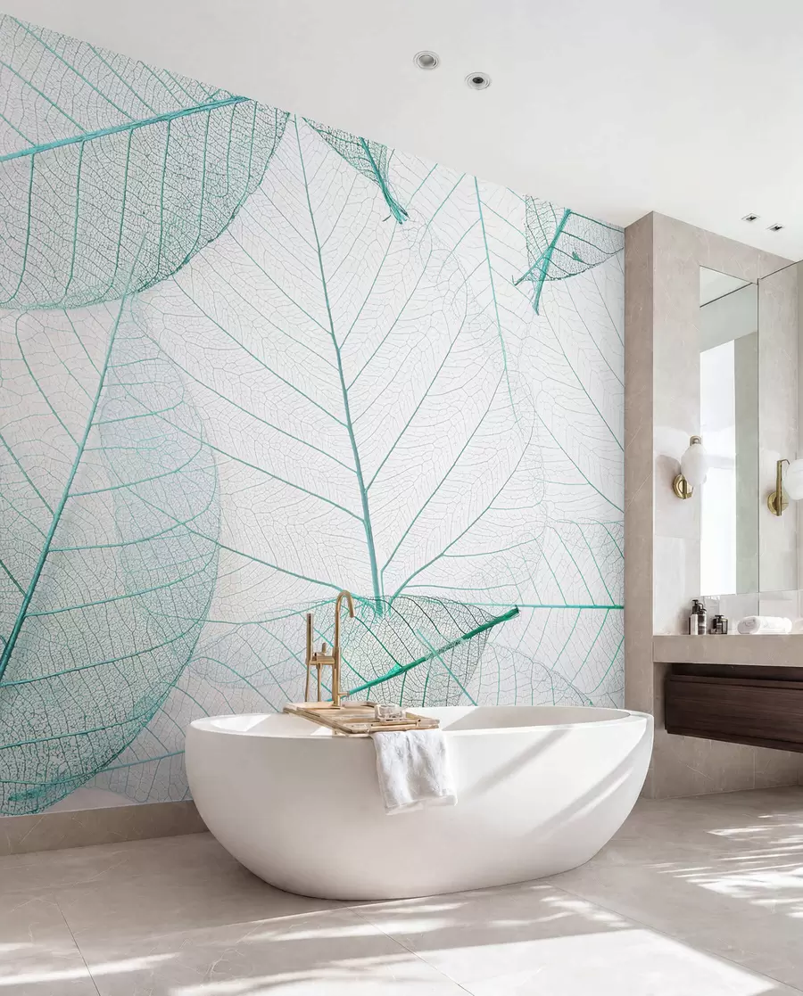 murais de parede Folhas transparentes de cor verde u24439v3