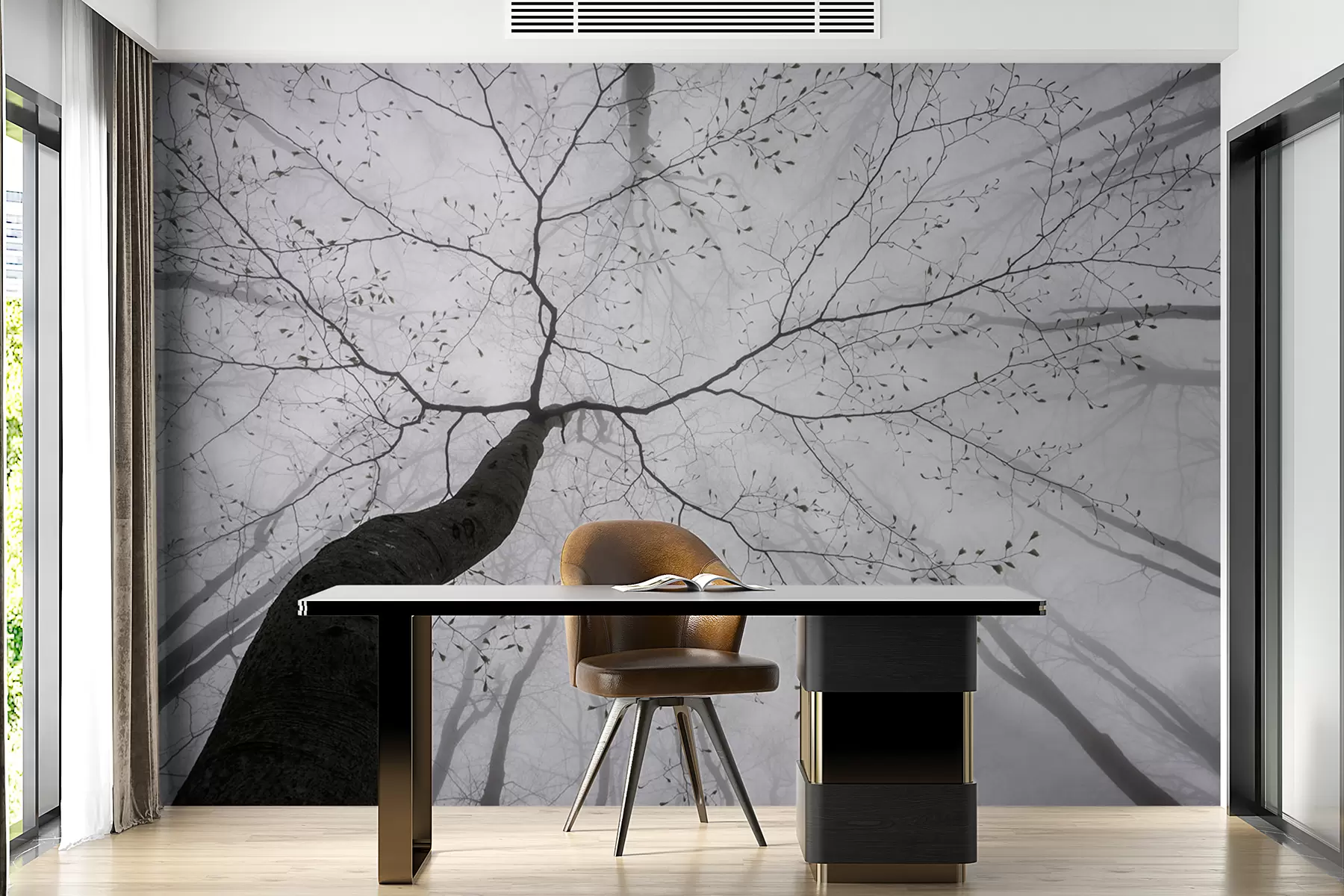 murais de parede Uma manhã nublada na floresta u97391