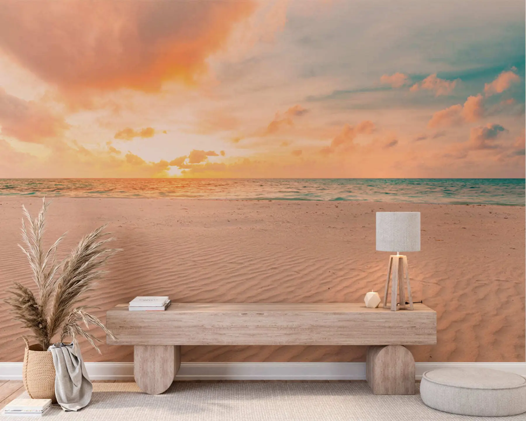 murais de parede Praia areia branca mar e ondas u97894