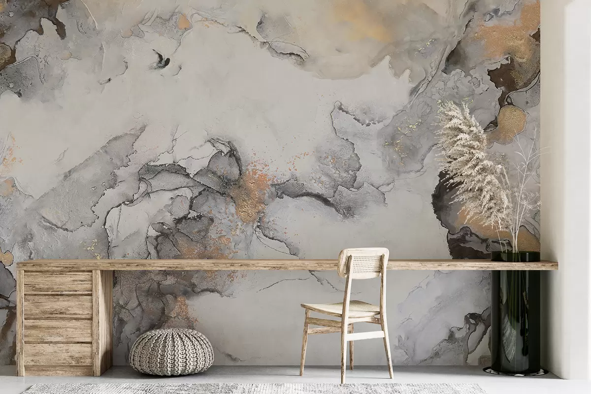 murais de parede Mármore branco-acinzentado com manchas u78459