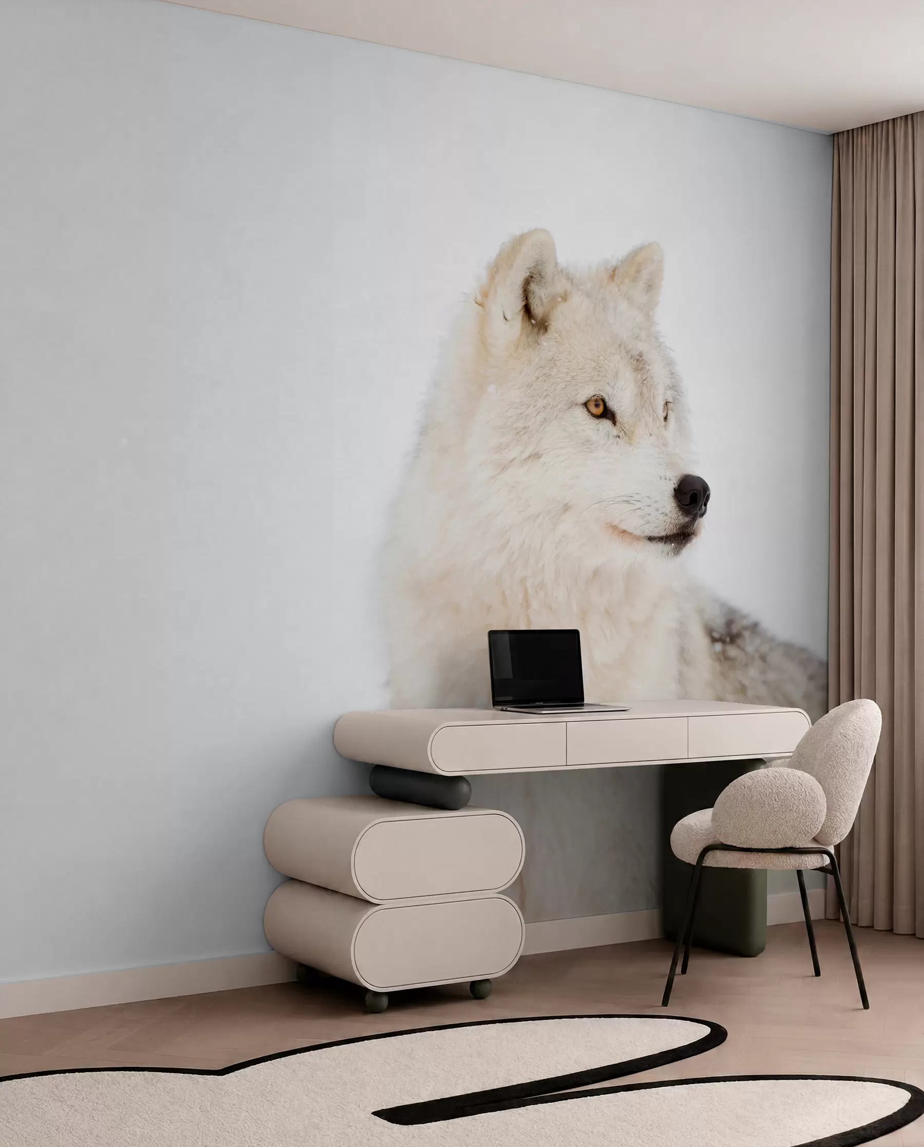 murais de parede Lobo ártico sobre fundo branco u98189