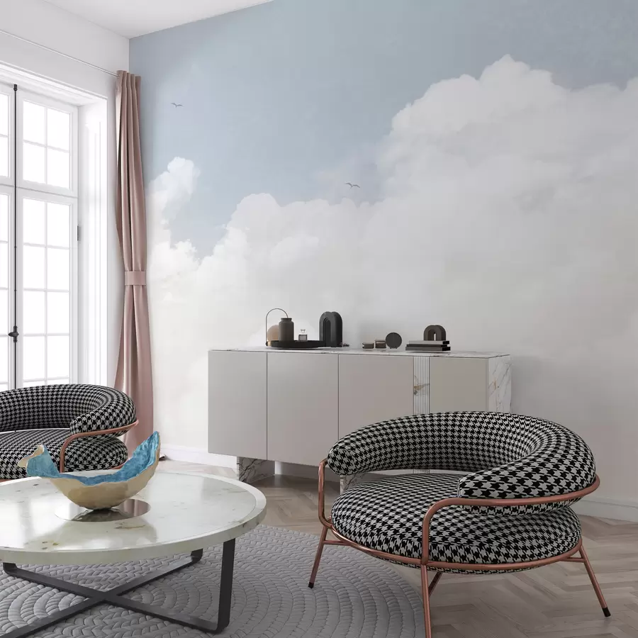 murais de parede Nuvens vintage no céu azul u96783v3