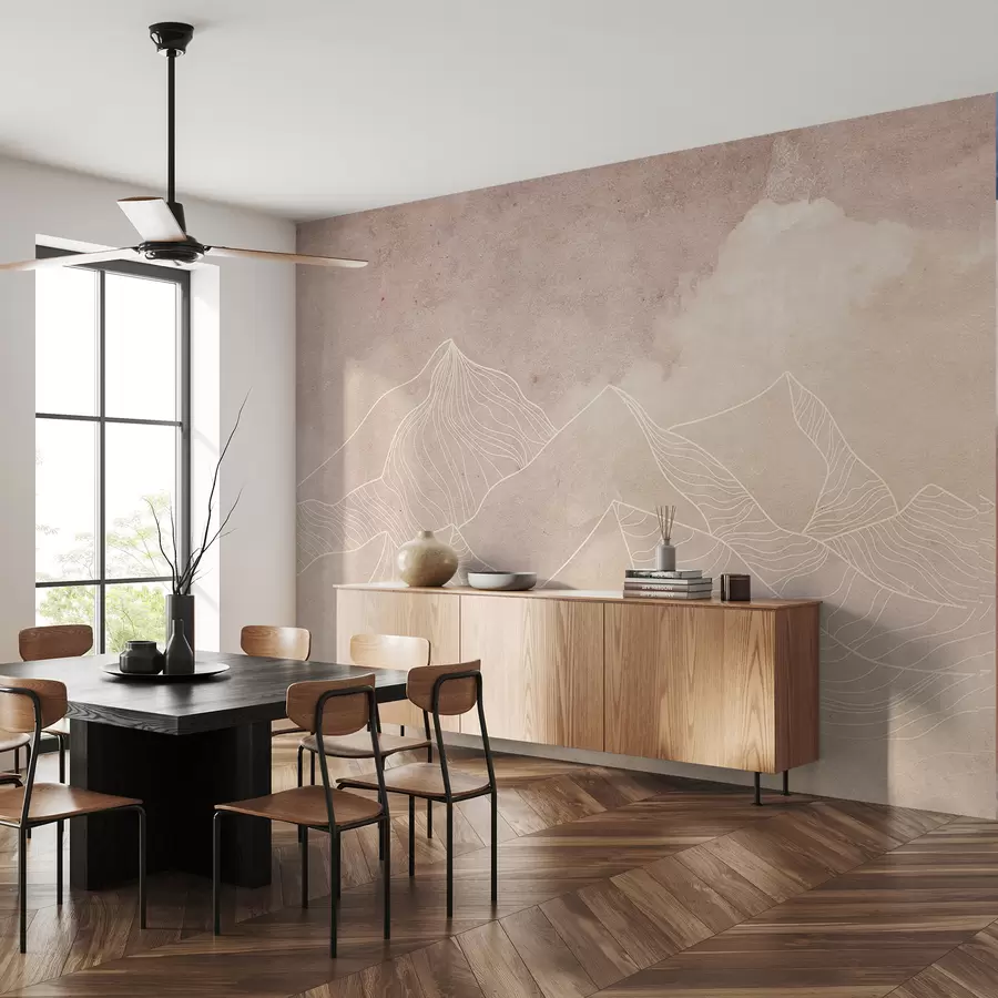 murais de parede Textura grunge com montanhas abstractas, cor bege, arte com tema da natureza u98839