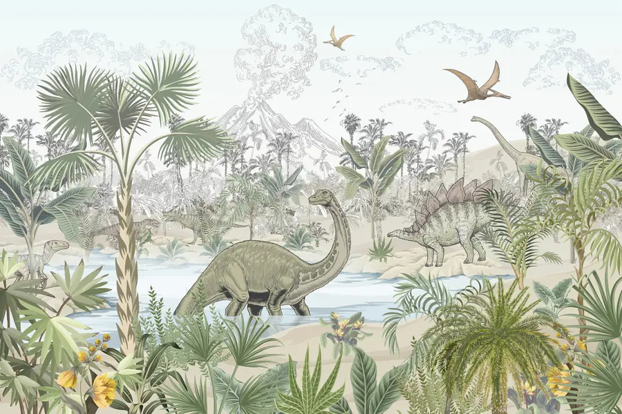 murais de parede Dinossauros na floresta tropical u98674