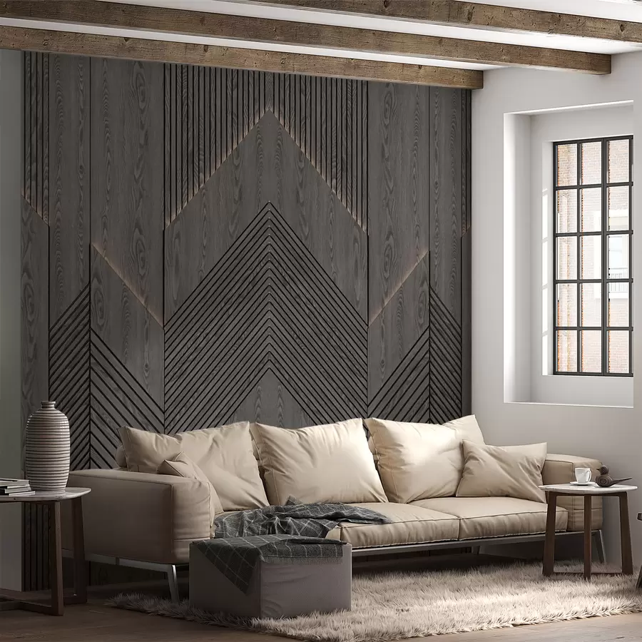 murais de parede Painéis geométricos em madeira u98885