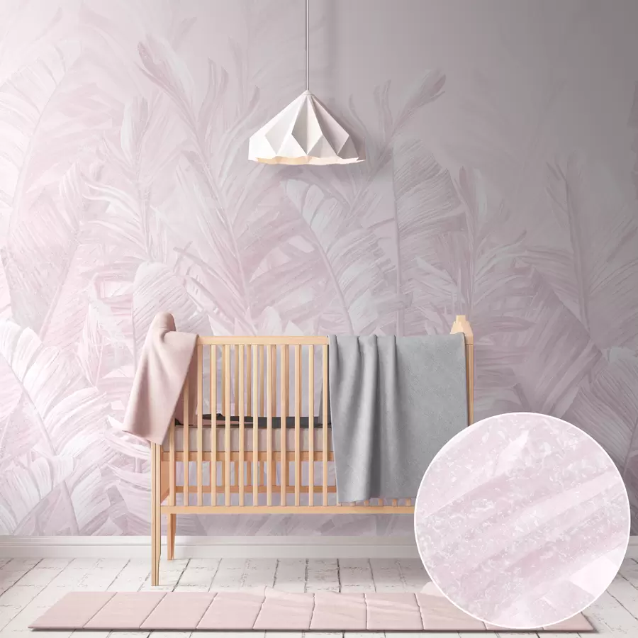 murais de parede Folhas cor-de-rosa tropicais na moda u98951v1