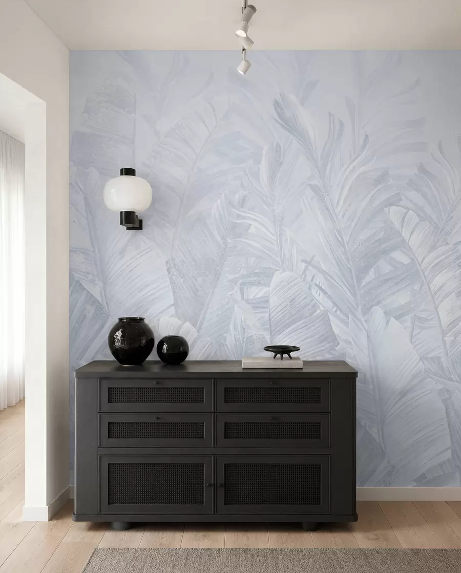 murais de parede Folhas azuis tropicais na moda u98951v5