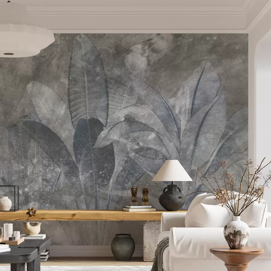 murais de parede Folhas de bananeira sobre um fundo de pedra u73884v3