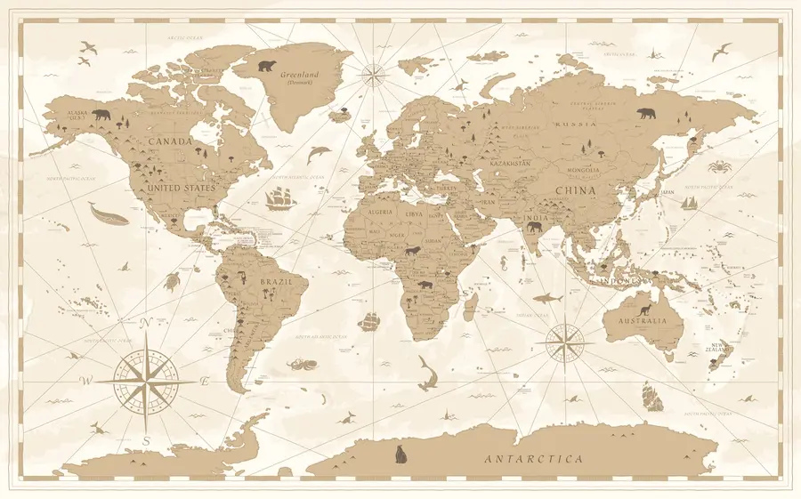 murais de parede Mapa-mundo vintage u99074