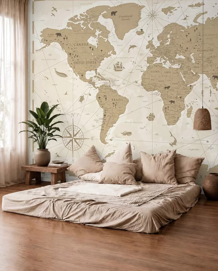 murais de parede Mapa-mundo vintage u99074