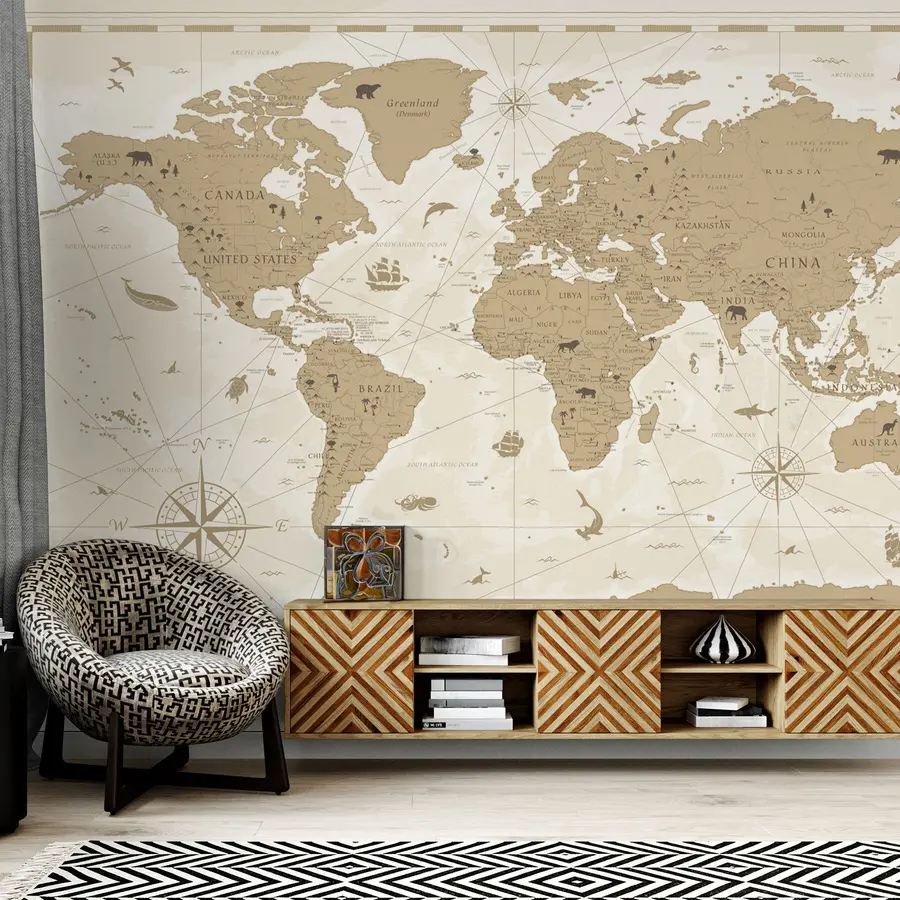 murais de parede Mapa-mundo vintage u99074