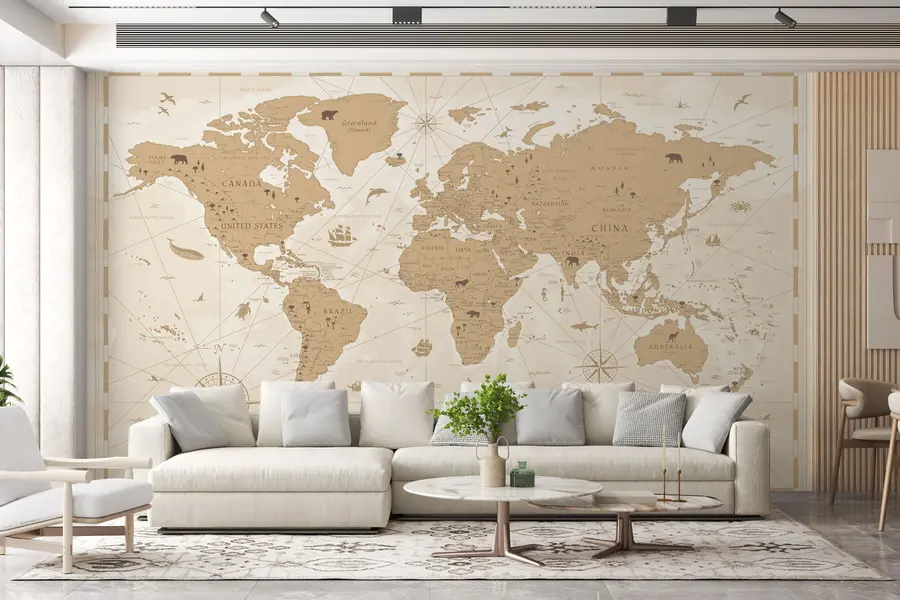 murais de parede Mapa-mundo vintage u99074