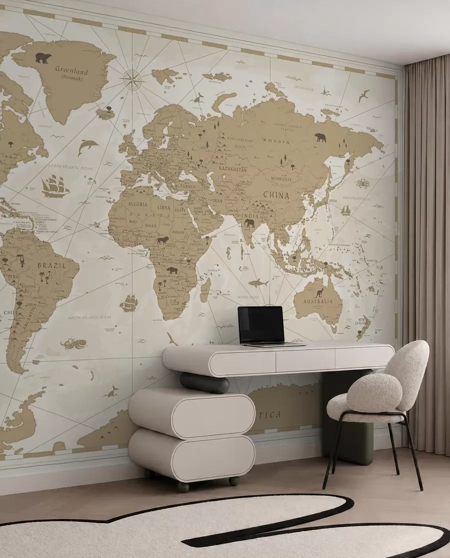 murais de parede Mapa-mundo vintage u99074