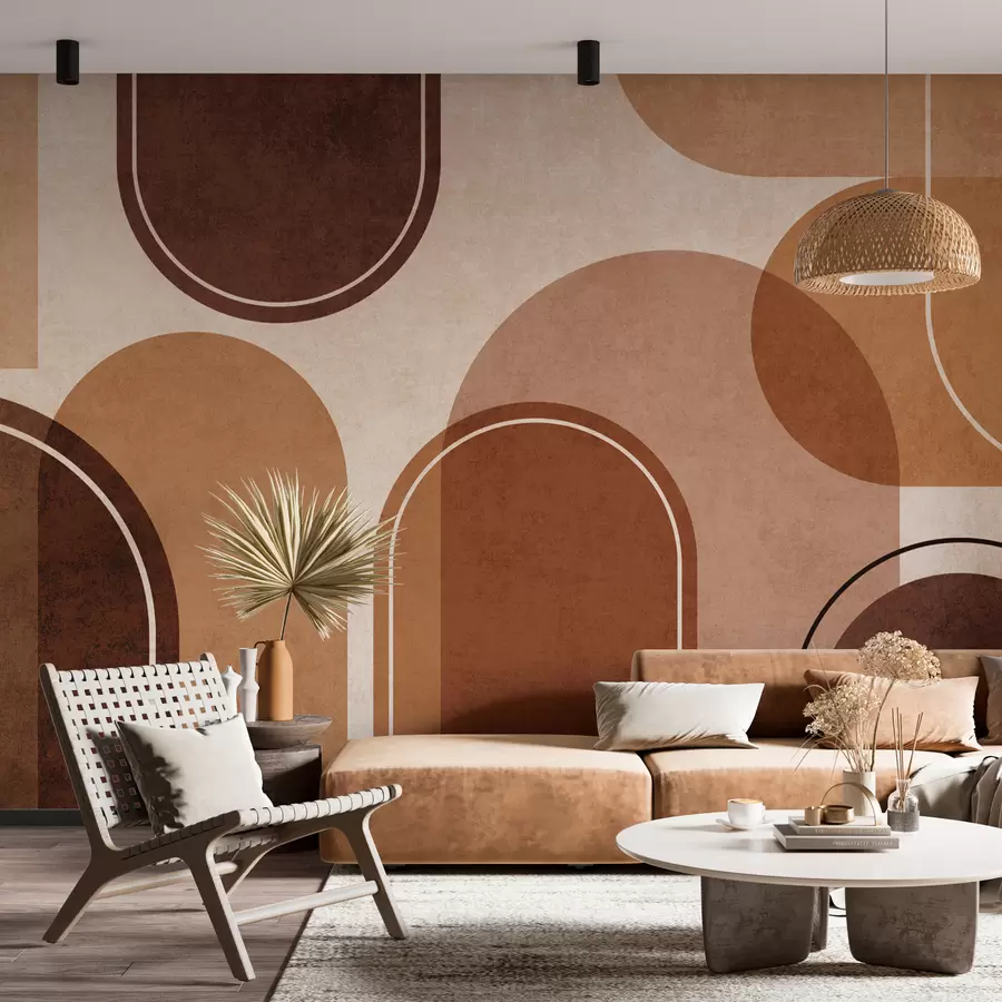 murais de parede Arcos geométricos em laranja u99095v1
