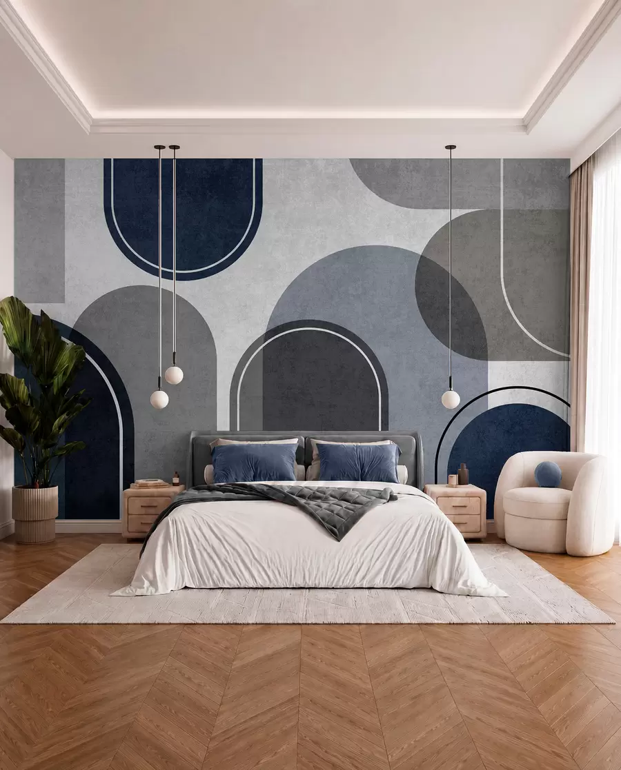 murais de parede Arcos geométricos em azul u99095v3