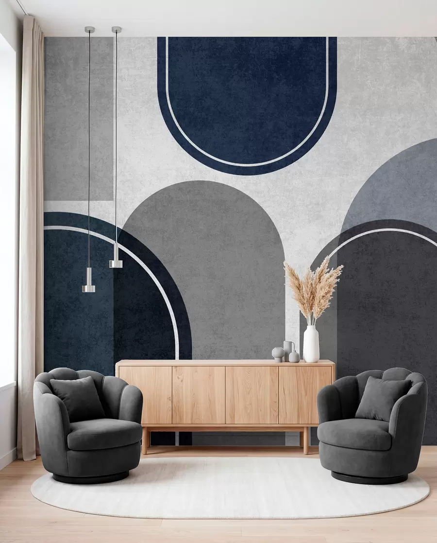 murais de parede Arcos geométricos em azul u99095v3