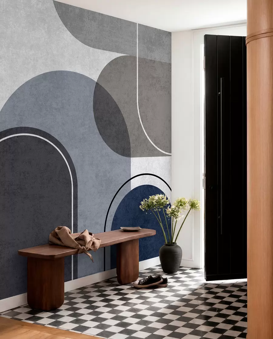 murais de parede Arcos geométricos em azul u99095v3