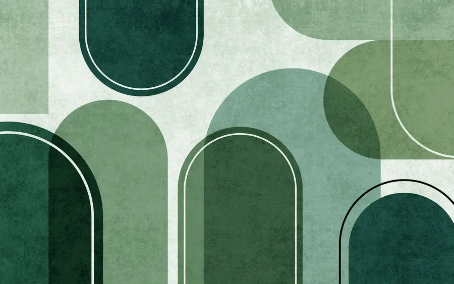 murais de parede Arcos geométricos de cor verde u99095v5