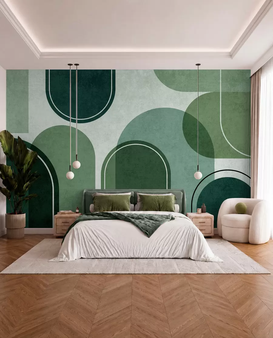 murais de parede Arcos geométricos de cor verde u99095v5