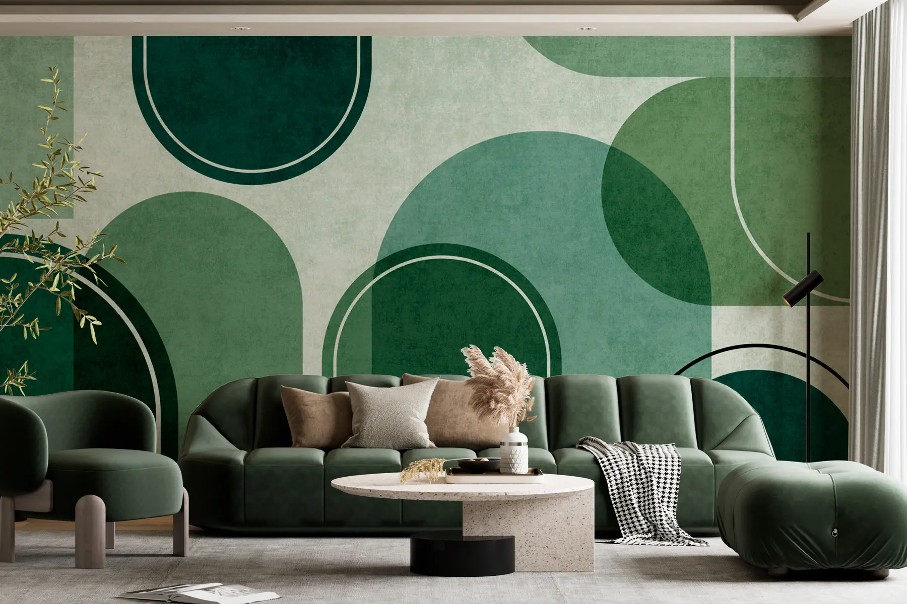 murais de parede Arcos geométricos de cor verde u99095v5