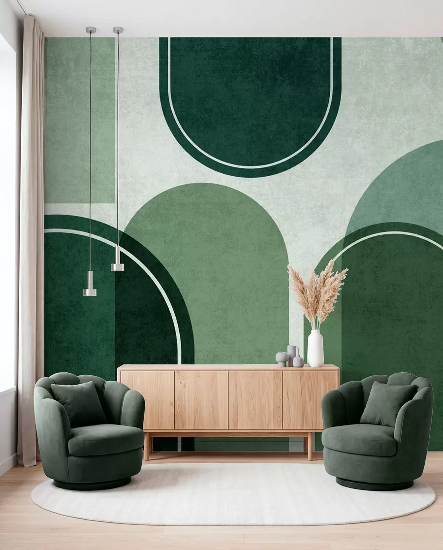 murais de parede Arcos geométricos de cor verde u99095v5