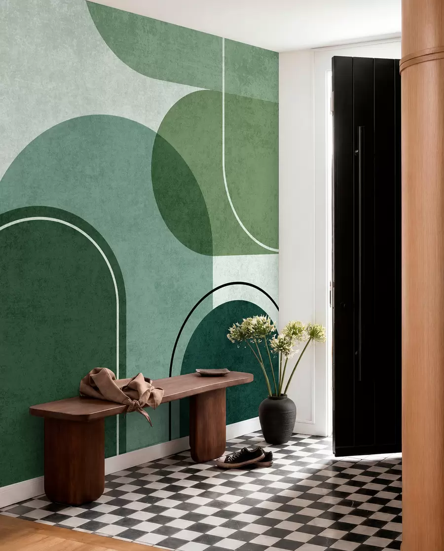 murais de parede Arcos geométricos de cor verde u99095v5